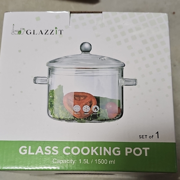 Other - Nwt Glass Cooking Pot with Lid - Clear